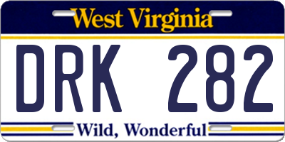 WV license plate DRK282