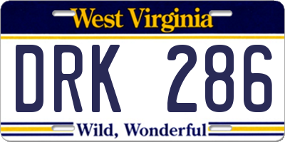 WV license plate DRK286