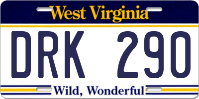 WV license plate DRK290