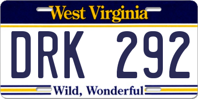WV license plate DRK292
