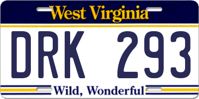 WV license plate DRK293
