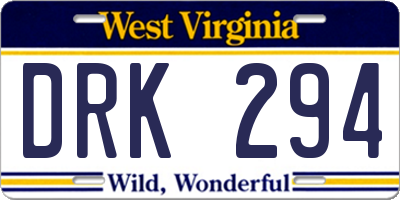 WV license plate DRK294