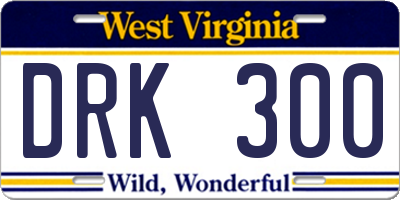 WV license plate DRK300