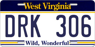 WV license plate DRK306