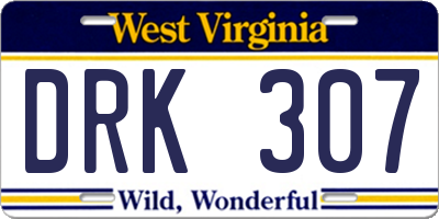 WV license plate DRK307