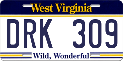 WV license plate DRK309
