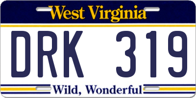 WV license plate DRK319