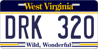 WV license plate DRK320