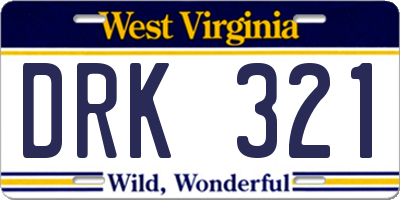 WV license plate DRK321