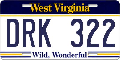 WV license plate DRK322