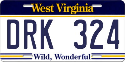 WV license plate DRK324