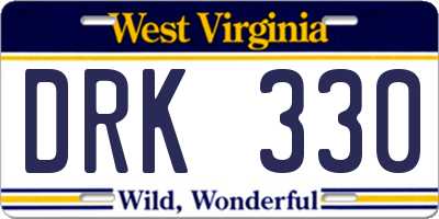 WV license plate DRK330