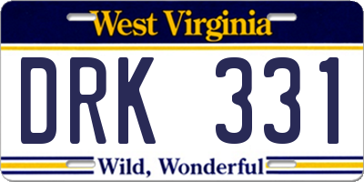 WV license plate DRK331