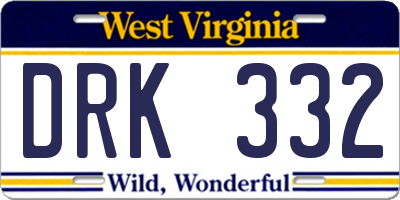 WV license plate DRK332
