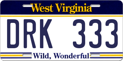 WV license plate DRK333