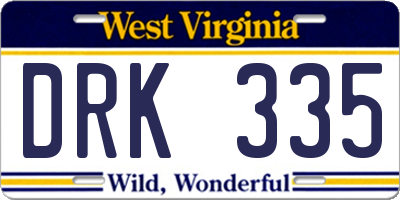 WV license plate DRK335
