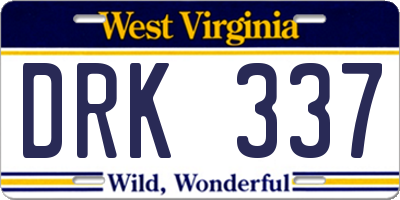 WV license plate DRK337