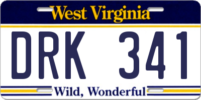 WV license plate DRK341