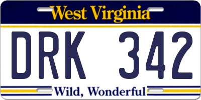 WV license plate DRK342