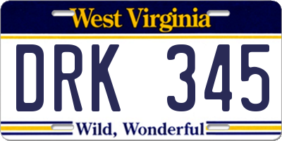 WV license plate DRK345