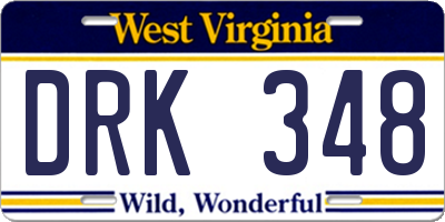 WV license plate DRK348