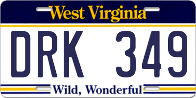 WV license plate DRK349