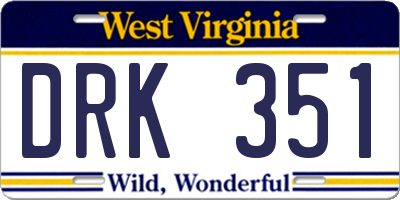 WV license plate DRK351