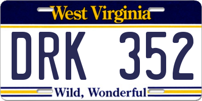 WV license plate DRK352