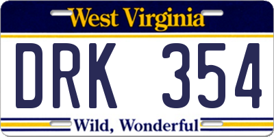 WV license plate DRK354
