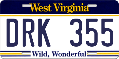 WV license plate DRK355