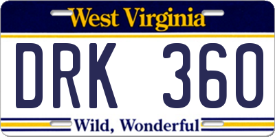 WV license plate DRK360