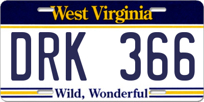 WV license plate DRK366