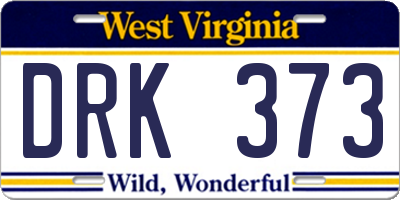 WV license plate DRK373