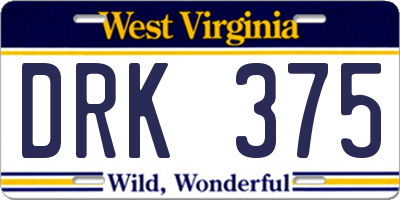 WV license plate DRK375