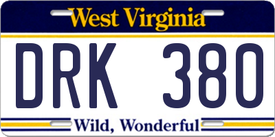 WV license plate DRK380
