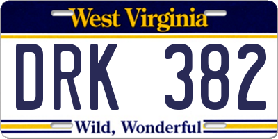 WV license plate DRK382
