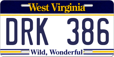 WV license plate DRK386