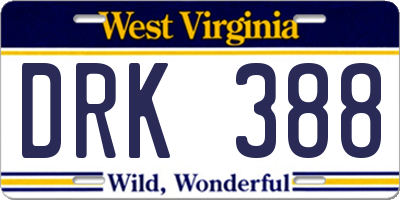 WV license plate DRK388