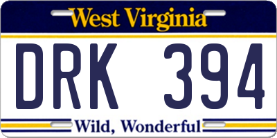 WV license plate DRK394
