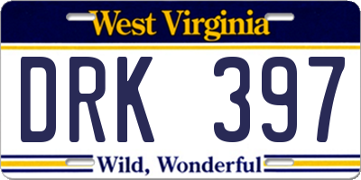 WV license plate DRK397