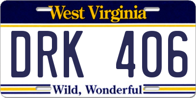 WV license plate DRK406