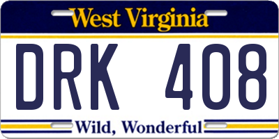 WV license plate DRK408