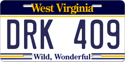 WV license plate DRK409