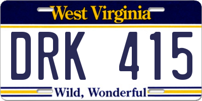 WV license plate DRK415