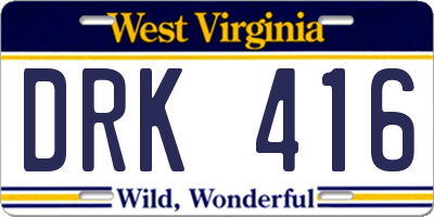 WV license plate DRK416