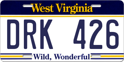 WV license plate DRK426