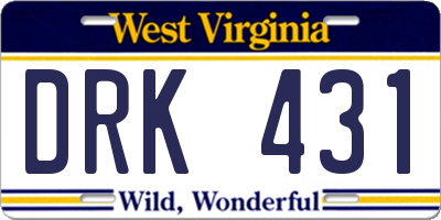 WV license plate DRK431