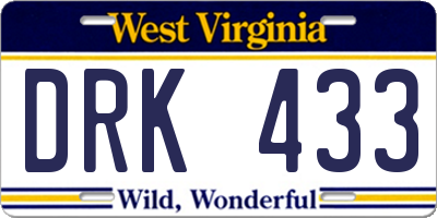 WV license plate DRK433