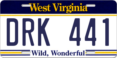 WV license plate DRK441