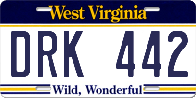 WV license plate DRK442